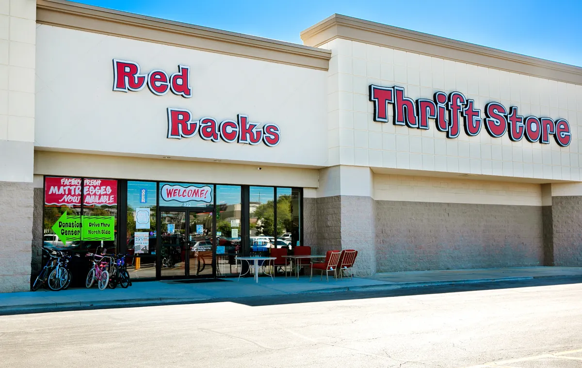 Red Racks Thrift Store exterior in Blue Springs, Missouri