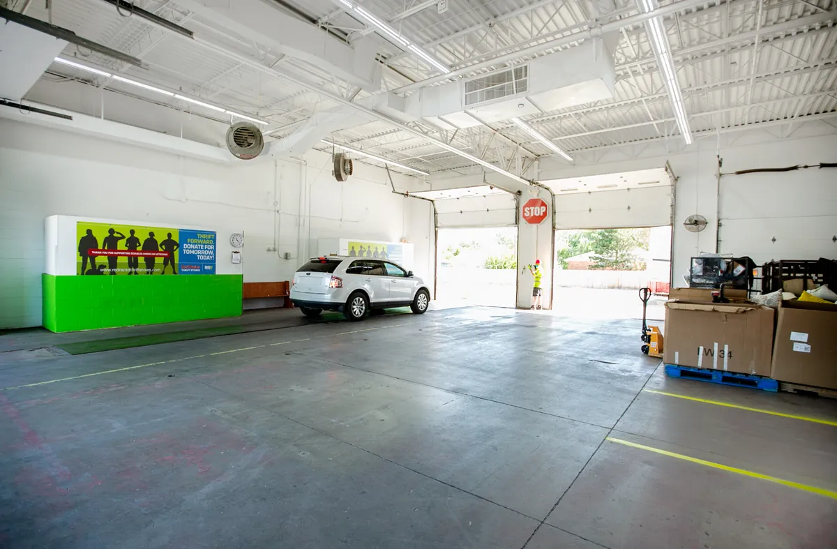Donation drive-thru interior at Blue Springs