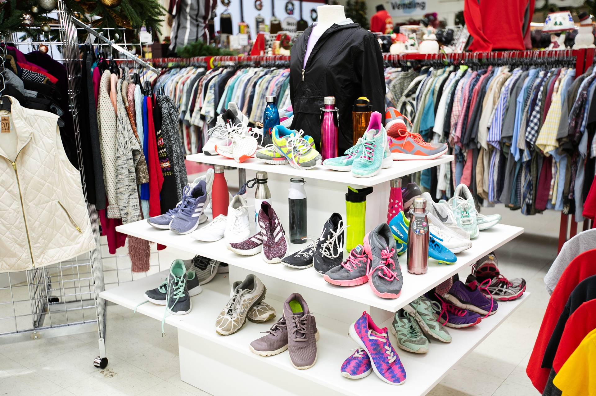 Athletic shoes and accessories display