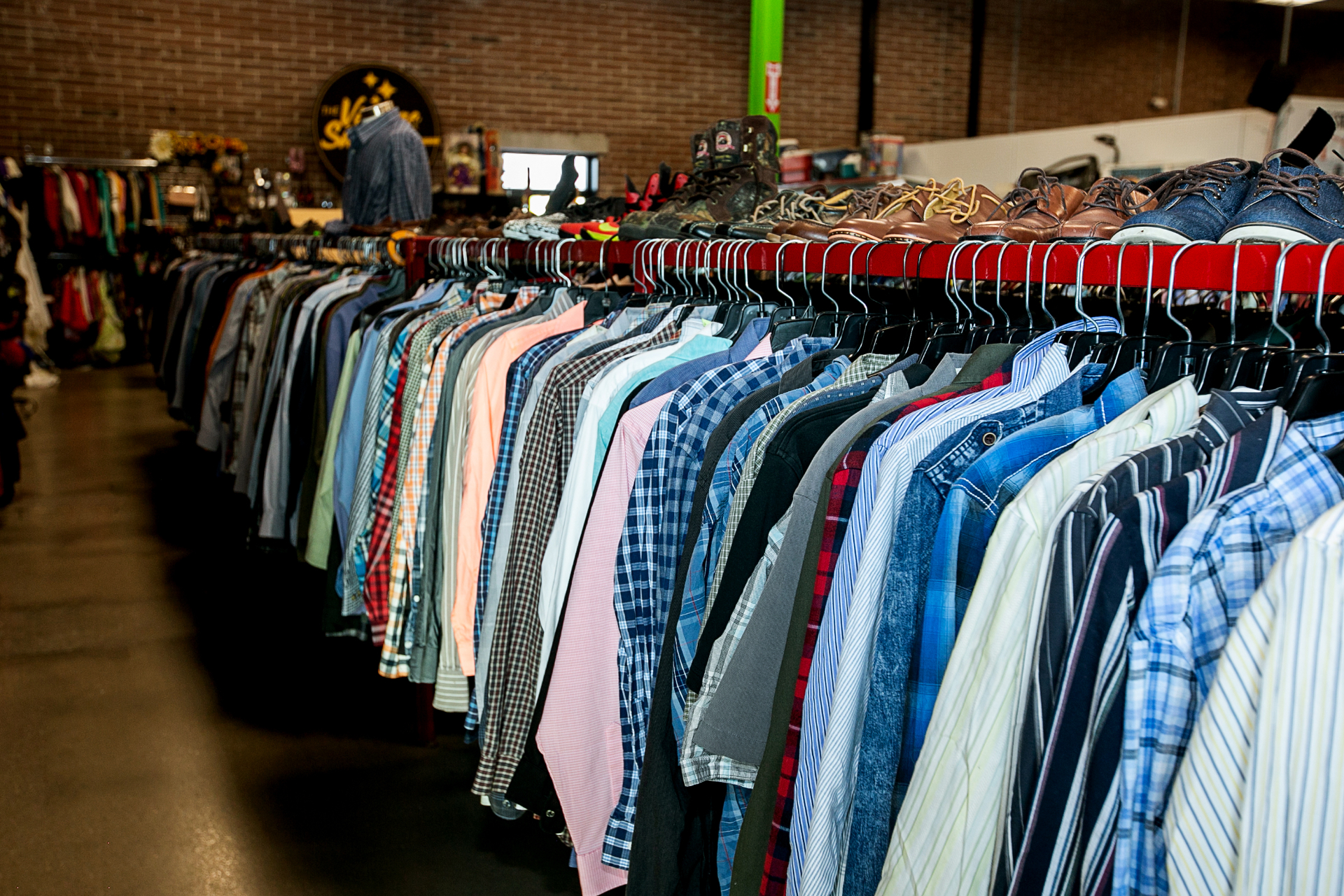 Men's shirts and shoes section