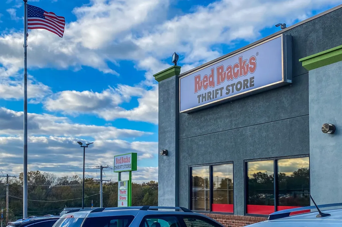 Red Racks Thrift Store exterior at the St. Joseph location in Missouri